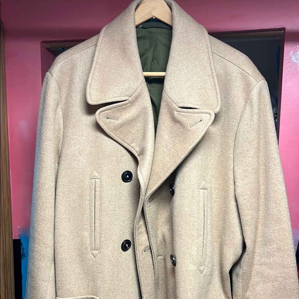Todd Snyder Beige Wool Blend Pea Coat